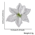 Silberne Glitzer-Weihnachtsstern-Kunstblume für Christbaumschmuck, 13,5 cm Durchmesser - 15cm Silber