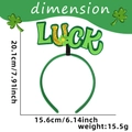 Green St. Patrick's Day headband featuring gold Luck lettering and shamrock clover - LUCK Letters Style