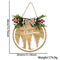 Round Christmas wooden door sign with Merry Christmas text, bow, and berry decor 28x40cm - 28cm Board / Natural Wood Christmas Tree Letter Sign