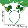 Green St. Patrick's Day headband with sparkling sequin clovers and festive bows - Double Green Bows with Shamrock Style