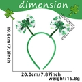 St. Patrick's Day headband with green sequin shamrock bows and white clover patterns - Double White Bows with Shamrock Style