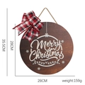 Round wooden Merry Christmas sign with red plaid bow and dimensions 28cm diameter - 28cm Board / Style D (White Merry Christmas)