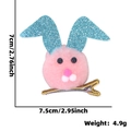 Fermaglio coniglietto rosa peluche con orecchie glitter blu e misure 7,5x7cm - Molletta di Pasqua / Orecchie Blu Coniglio Rosa