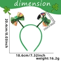 St. Patrick's Day green headband with sequined shamrock bows and leprechaun prints - Double Character Shamrock Bows Style