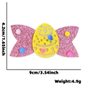 Molletta pasquale con fiocco di paillettes rosa, uovo di feltro giallo e pon pon, 9x4,2cm - Stile Fiocco di Uovo di Pasqua