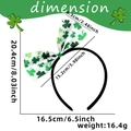 St. Patrick's Day headband with clover bow dimension chart showing product size - White Bow with Shamrock Style