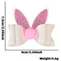 Fiocco per capelli con orecchie di coniglio glitterate e pompon per Pasqua - Stile Orecchie di Coniglio Cravatta a Farfalla Bianca