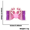 Fermaglio per capelli con orecchie di coniglio viola glitterate e pompon rosa bimba - Stile Cravatta a Farfalla Coda di Coniglio Viola Rosa