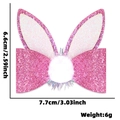 Fermaglio per capelli con orecchie di coniglio glitter rosa e pompon bianco - Stile Orecchie di Coniglio Cravatta a Farfalla Rosa