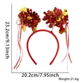 Red heart headband with tinsel balls and ribbons including dimension details - Red Gold Foil Ball