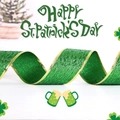 Nastro verde per San Patrizio con bordi dorati e finitura glitterata - Stile Nastro Decorativo 1