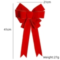 Grote 41cm rode fluwelen kerststrik met gouden randen en een lichtgewicht design van 27g - Rode geflokte strik