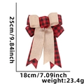 Fiocco natalizio a doppio strato in juta e quadri rosso neri, misura 25x18 cm - Fiocco Giuntato a Quadri Rossi