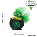 St. Patrick's Day hair clip with black gold pot, green clover hat, and mesh veil - Irish Festival Hair Clip / Pot of Gold Style