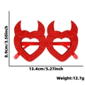Red glitter heart-shaped party glasses with devil horns including size measurements - Heart Devil Horns