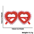 Glittery heart-shaped party glasses for Valentine's Day with size measurements shown - Heart with Pink Scalloped Edge