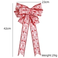 Kerststrik met rode hertenpatronen op linnen stof, afmeting 23x42cm voor decoratie - Eland Kerstboom Patroon Strik