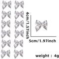 12er-Set silberne Glitzer-Minischleifen für Weihnachtsbaumschmuck, festliches Dekor 5x4cm - Silber