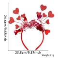 Red heart sequin headband for Valentine's Day party with tinsel ball and spring detail - Heart Red Radiant