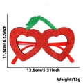 Cherry heart sunglasses with red and green glitter, perfect for Valentine party outfits - One Size / Heart & Cherry