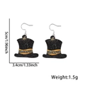 Boucles d'oreilles Happy New Year en forme de haut-de-forme noir brillant festif - Boucles d'Oreilles Nouvel An / Style de haut-de-forme du Nouvel An