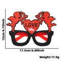 Valentine's Day glittery Cupid glasses with red heart and LOVE text for party - One Size / Double Cupid