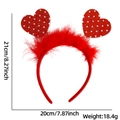 Detailed dimensions of the red heart headband with feathers and white polka dots - Polka Dot Heart Feather Style