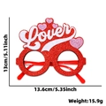 Red glitter party glasses with white Lover text and pink hearts for Valentine decor - One Size / Love Heart Style