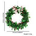 Weihnachtskranz aus Lametta mit roten Beeren und weißer Schleife, Maße 44,6x39,3 cm - Beeren Grün Lametta Kranz
