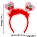 Detailed size chart showing red feather heart headband with cherry sequins and dimensions - Cherry Pink Heart Feather Style