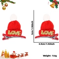 Barrettes de Noël en forme de bonnet rouge avec pompon blanc et paillettes dorées LOVE - Chapeau Rouge Love