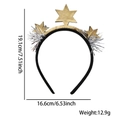 Detailed dimensions of the black and gold star headband for New Year party celebrations - 3 Stars Crown