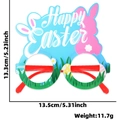 Kids Happy Easter cartoon glasses with blue rabbit frame and dimension markings - Easter Rabbit Garden Style