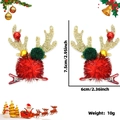 Barrettes bois de renne de Noël avec paillettes dorées et cloches pour cadeaux de fête - Bois de Renne avec Pompons Mixtes et Cloche