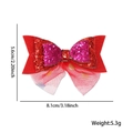 Nœud à cheveux pailleté rouge avec accents roses et tulle, taille 8,1 cm par 5,6 cm - Nœud à Trois Couches Maille