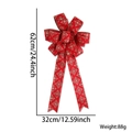 Große rote Weihnachtsschleife mit goldenen Schneeflocken und 62 cm Höhenmaß-Angabe - 32*62cm / Gold Glitzer Druck Band Schleife