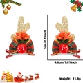 Barrettes de Noël avec bois de renne scintillants, nœuds écossais rouges et baies - Bois de Renne Doré avec Champignon et Nœud
