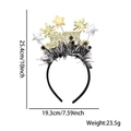 Detailed dimensions of New Year party headband with Happy New Year glitter letters - Fireworks Star
