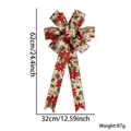 Große Weihnachtsschleife mit Merry Joy Peace Druck und festlichen Blumenmustern - 32*62cm / Tannenzapfen Weihnachtsstern Band Schleife