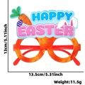 Cartoon Easter glasses frame with orange carrot pattern and Happy Easter text - Happy Easter Carrot Style