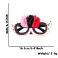 Dag van de Doden bril met bloemen en zwarte lovertjes, breedte 16,3 cm voor feest - Dag van de Doden Half Masker Stijl A