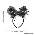 New Year party headband with glitter stars and tinsel decoration, 24.3cm height size - Top Hat Star Tinsel