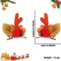 Barrettes bois de renne pailletés rouges avec pompons et baies pour fêtes de Noël - Bois de Renne Rouge avec Fleur de Boule Rouge