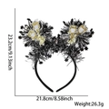 2026 New Year gold champagne glitter headband with black tinsel and stars for party - Wine Glass Star Tinsel