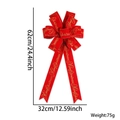Large red Christmas decorative bow with gold Merry Christmas print and wired edges - 32*62cm / Merry Christmas Lettering Ribbon Bow