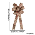 Linen Christmas bow decoration featuring red poinsettia and Merry Christmas print - 32*62cm / Poinsettia Bell Ribbon Bow