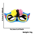 Blue glitter Day of the Dead floral mask glasses, 16.3cm width for festival party - One Size / Day of the Dead Glasses Style E