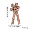 Large Christmas faux linen bow with berry print, dimensions 62x32cm for tree decoration - 32*62cm / Berry Branch Ribbon Bow