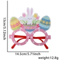 Pink Easter party glasses with rabbit, tulip and egg motifs, measuring 13cm by 14.5cm - Easter Egg and Flowers Style