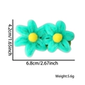 Plush double flower hair clip in mint green with dimensions 6.8cm and 4.2cm - 2 Peacock Blue Flowers Hair Clip (Single)